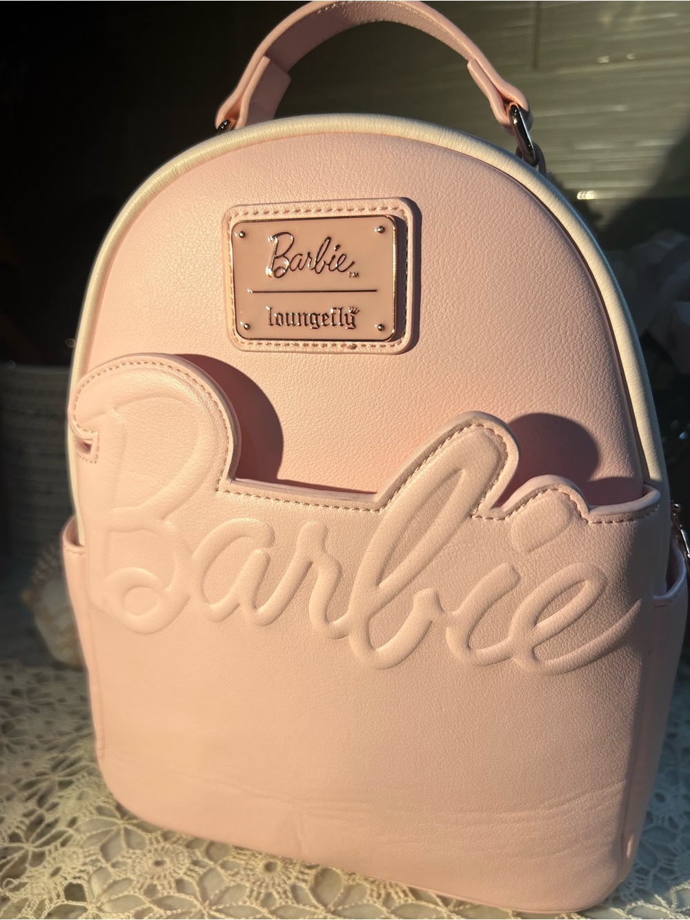 Barbie x Loungefly Blush Pink Mini Backpack Crossbody VeryGood Condition!!
